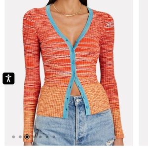 Staud Cargo Space Dyed Cardigan in Blood Orange